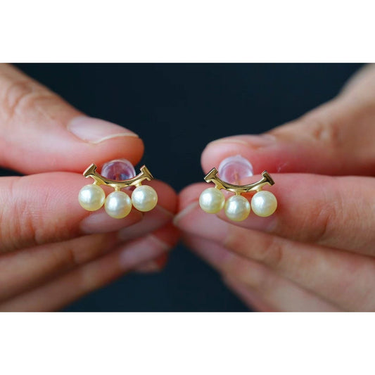 4.5-5mm Champagne Golden Akoya pearl Earrings