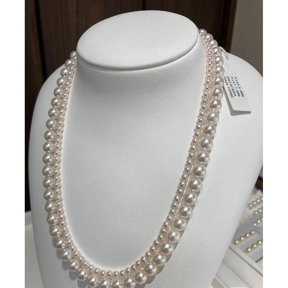 Japanese Akoya White Pearl Double Strand Necklace