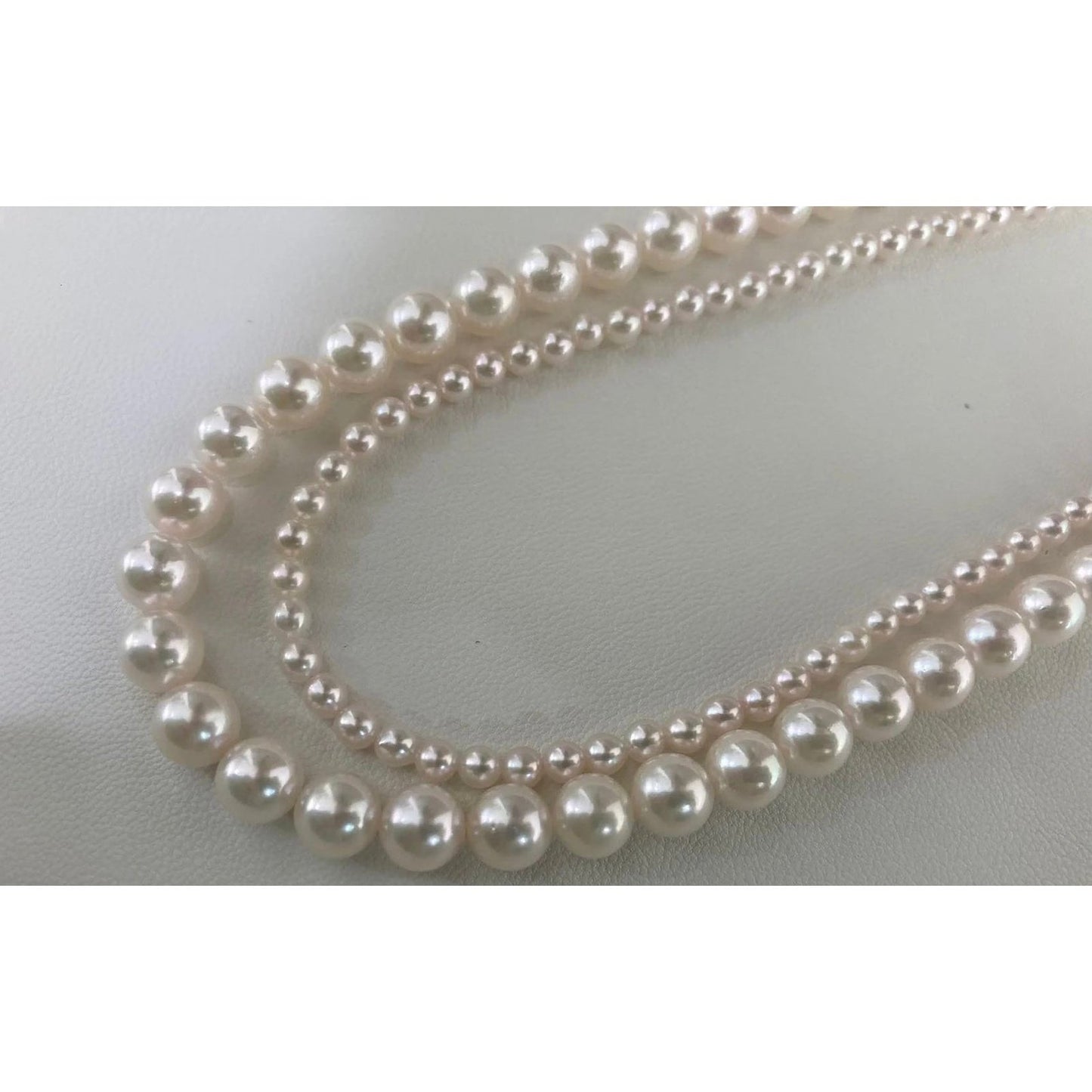 Japanese Akoya White Pearl Double Strand Necklace