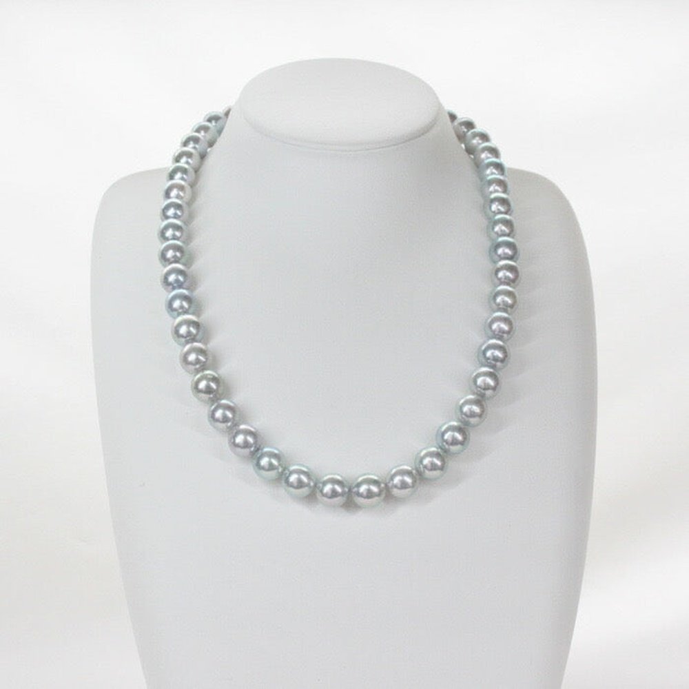 9-9.5mm Natural Blue Akoya Pearl Necklace