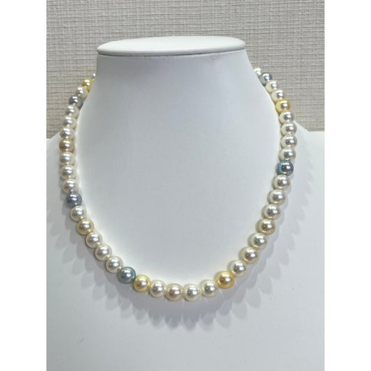 8-8.5mm Multicolor Japanese Akoya Saltwater pearls Necklace